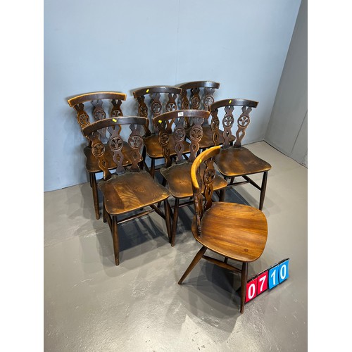 710 - 7 Ercol fleur de lys chairs