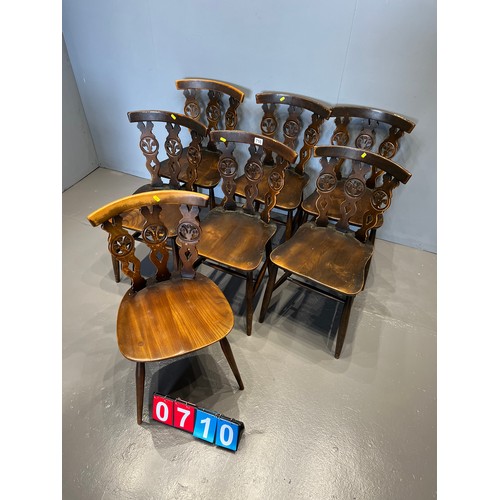 710 - 7 Ercol fleur de lys chairs