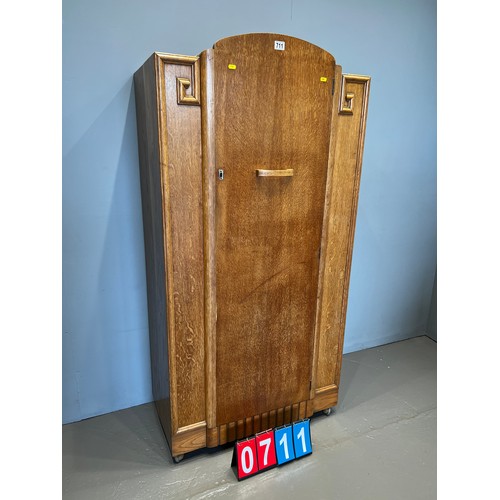 711 - Light oak fitted wardrobe