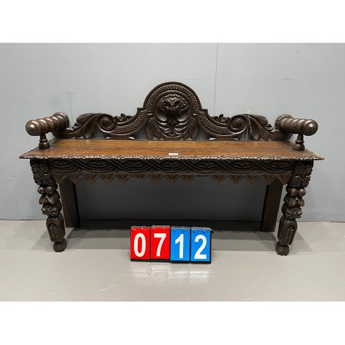 712 - 1870'S Green man Gothic hall bench