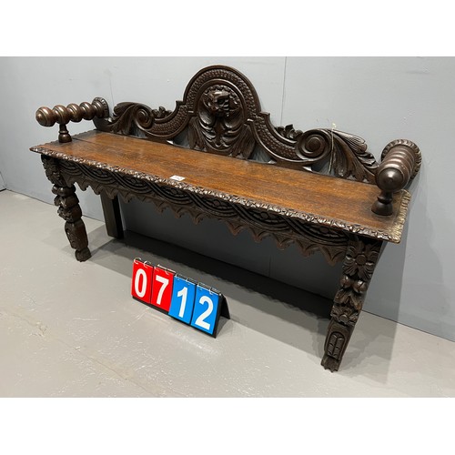 712 - 1870'S Green man Gothic hall bench