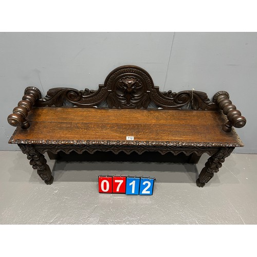 712 - 1870'S Green man Gothic hall bench