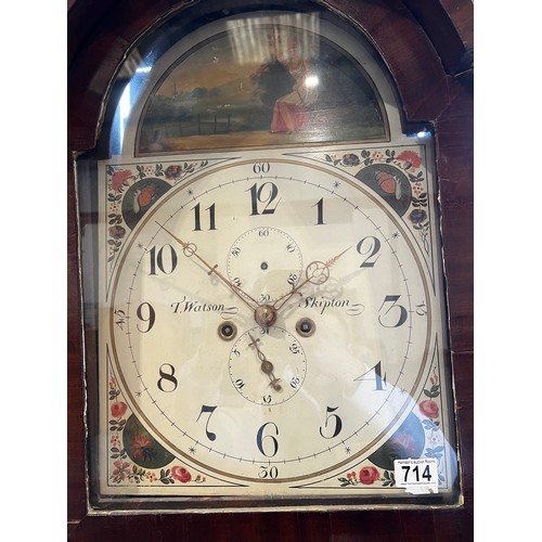 714 - English antique skipton grandfather clock