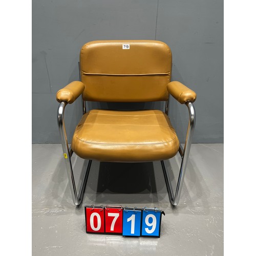 719 - Mid century chrome & leather office chair