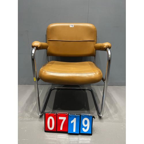 719 - Mid century chrome & leather office chair