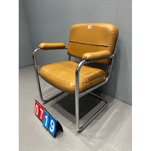 719 - Mid century chrome & leather office chair