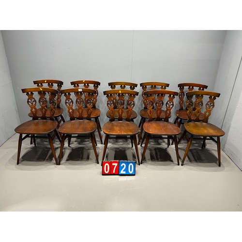 720 - 10x ercol fleur de lys chairs