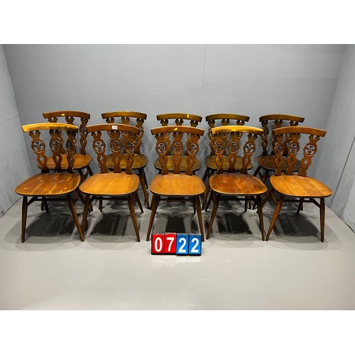 722 - 10x Ercol fleur de lys chairs