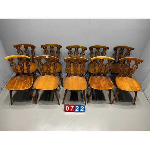 722 - 10x Ercol fleur de lys chairs