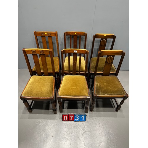 731 - 6x Oak dining chairs