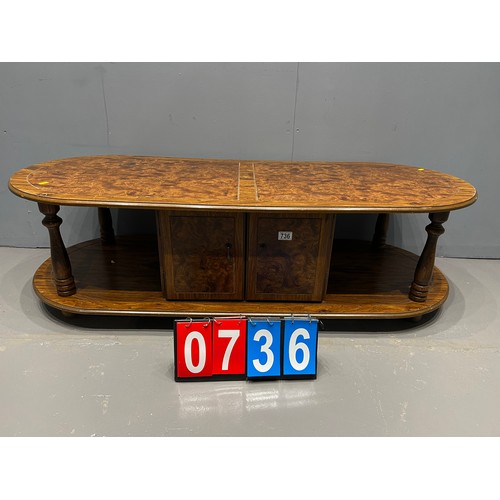 736 - Vintage coffee table + cupboard