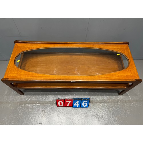 747 - Mid century glass top coffee table g-plan?