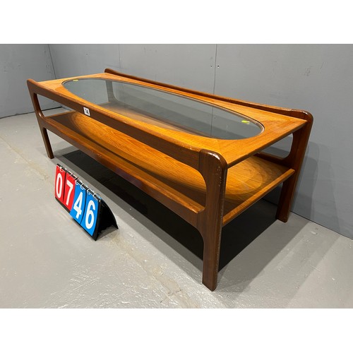 747 - Mid century glass top coffee table g-plan?