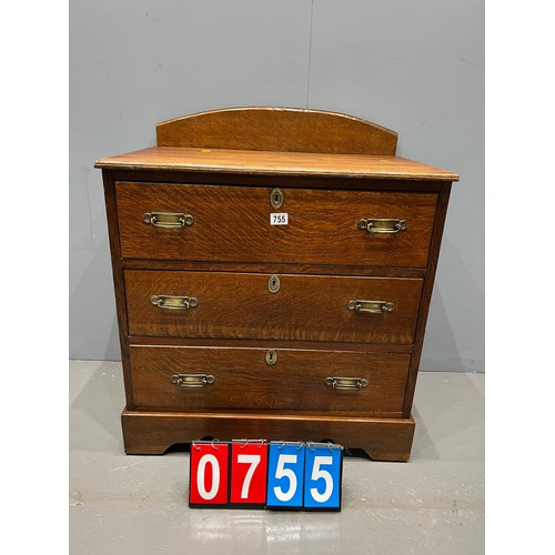 755 - Vintage oak chest of 3 drawers