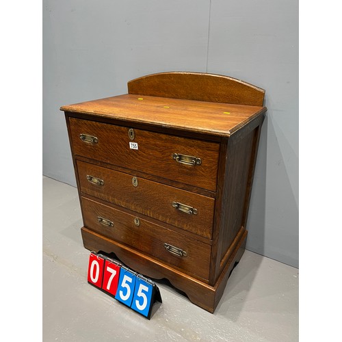 755 - Vintage oak chest of 3 drawers