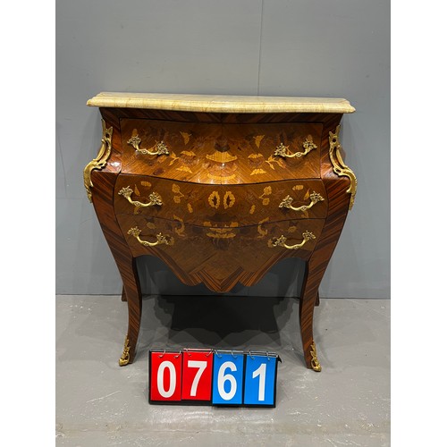 761 - French inlaid chest with gilt ormolu mounts