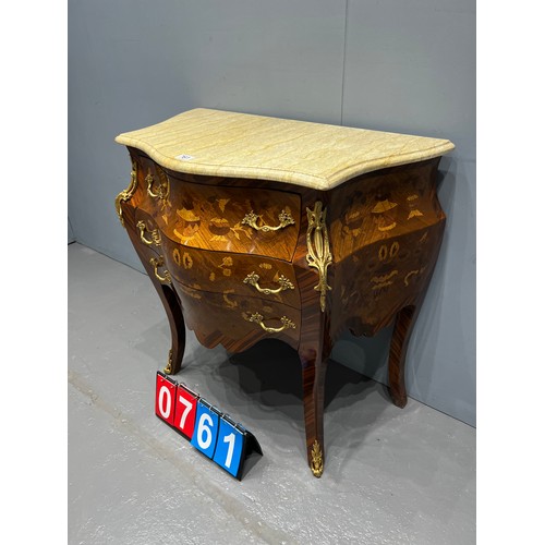 761 - French inlaid chest with gilt ormolu mounts