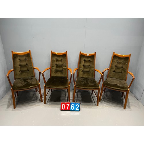 762 - 4x Mid century danish inspired arm chairs