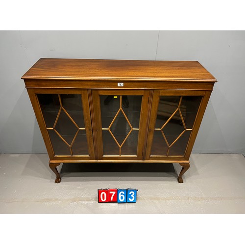 763 - Early 20th century display cabinet with astral glazing on ball claw feet