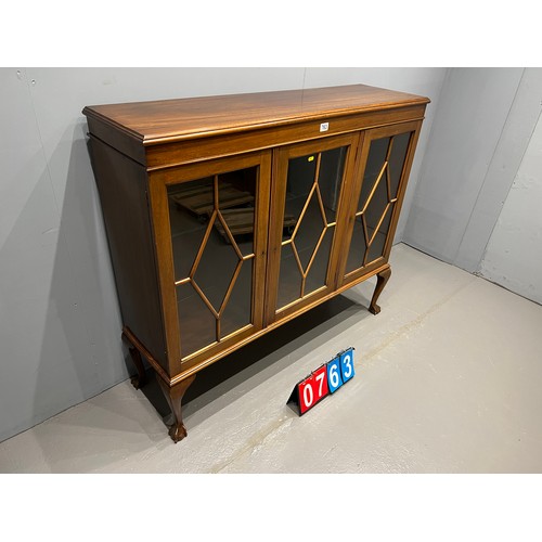 763 - Early 20th century display cabinet with astral glazing on ball claw feet