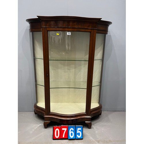 765 - Early 20th century serpentine fronted mahogany display cabinet