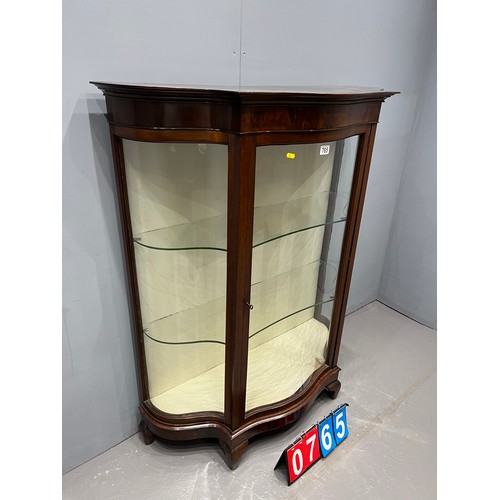 765 - Early 20th century serpentine fronted mahogany display cabinet