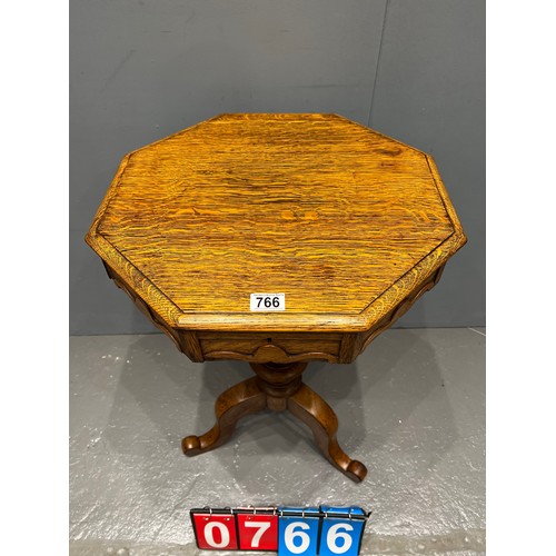 766 - Victorian octagonal golden oak sewing table