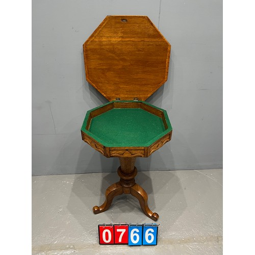 766 - Victorian octagonal golden oak sewing table