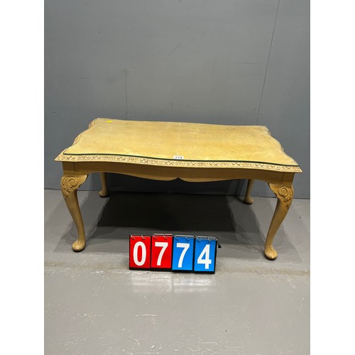 774 - French vintage glass top coffee table