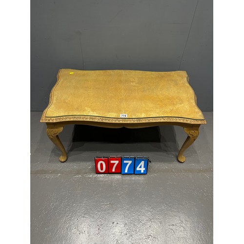 774 - French vintage glass top coffee table