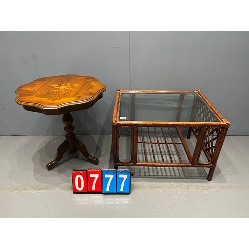 777 - Inlaid french table + bamboo table