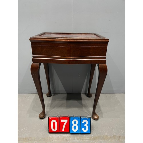 783 - Queen anne leg lift top collectors cabinet