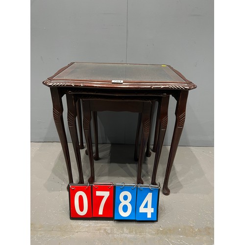 784 - Mahogany nest of 3 tables