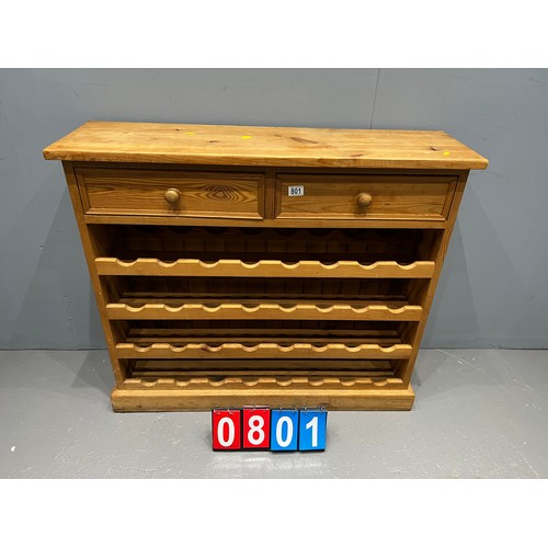 801 - Solid pine wine rack (2 drawer)