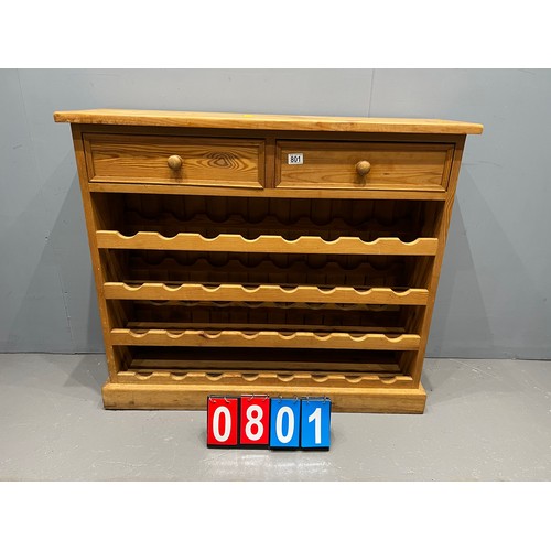 801 - Solid pine wine rack (2 drawer)