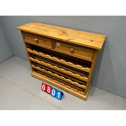 801 - Solid pine wine rack (2 drawer)