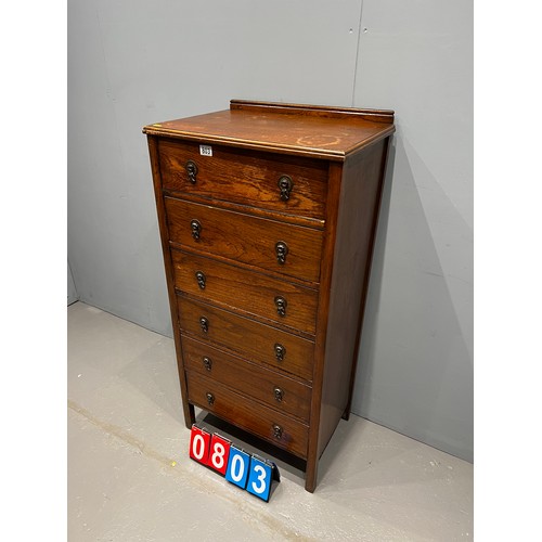 803 - Oak 6 drawer chest of drawers