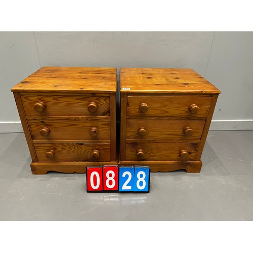 828 - Pair of solid pine Victorian design bedside cabinets