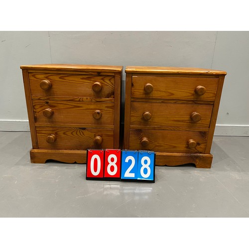 828 - Pair of solid pine Victorian design bedside cabinets