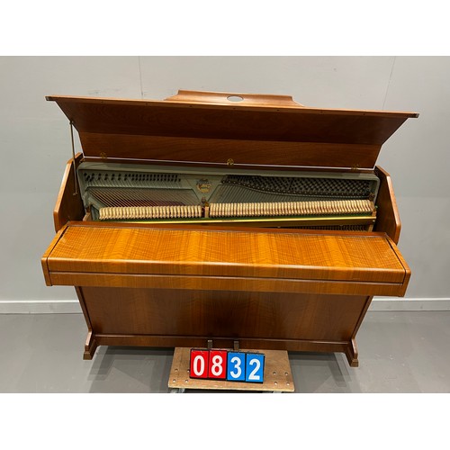 832 - Walnut cased mini royal piano