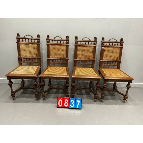 837 - Set of 4 Victorian oak chairs