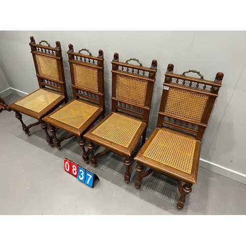 837 - Set of 4 Victorian oak chairs