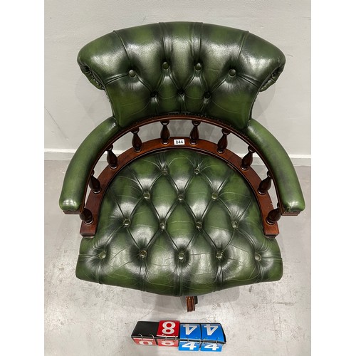 844 - Leather chesterfield captains swivel office chair (superb condition)