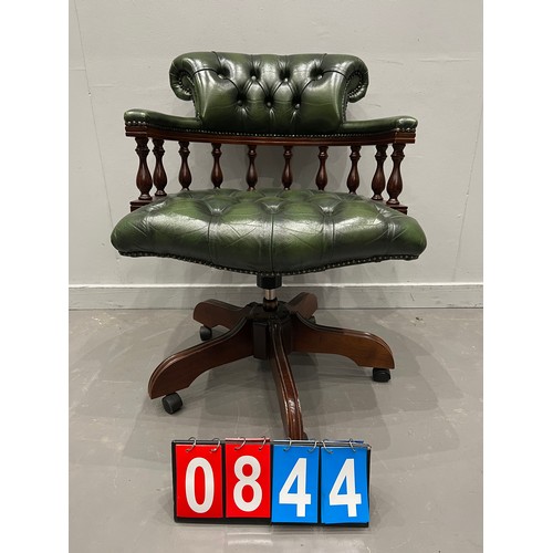 844 - Leather chesterfield captains swivel office chair (superb condition)