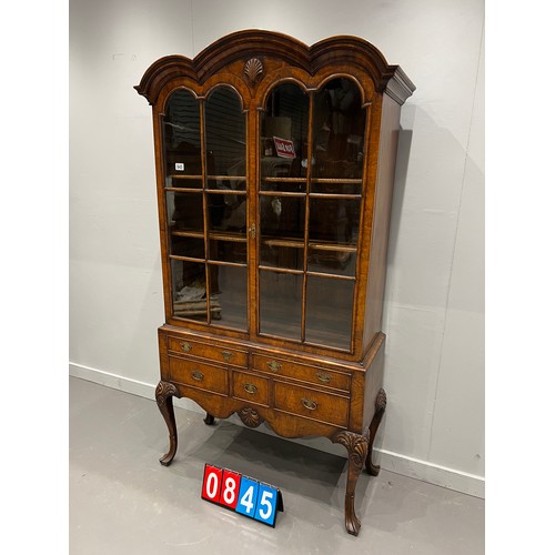 845 - Antique walnut early 20th century triple dome top display quality