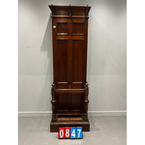 847 - Victorian mahogany hall stand unusual shape good quality