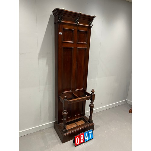 847 - Victorian mahogany hall stand unusual shape good quality