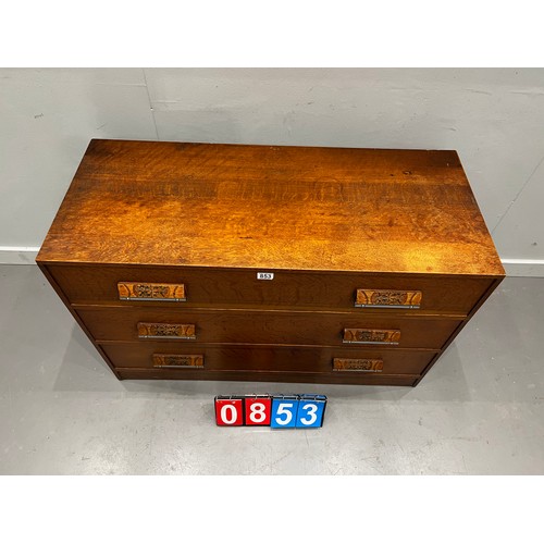 853 - g-plan e-gomme early oak chest of 3 drawers