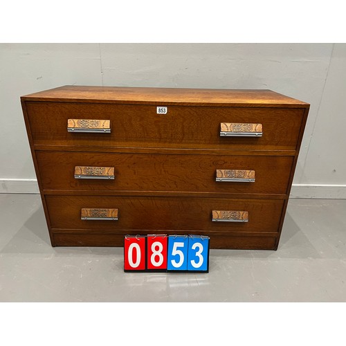 853 - g-plan e-gomme early oak chest of 3 drawers