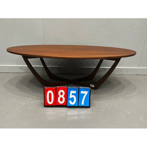 857 - G-plan astra style coffee table 'surf board' top